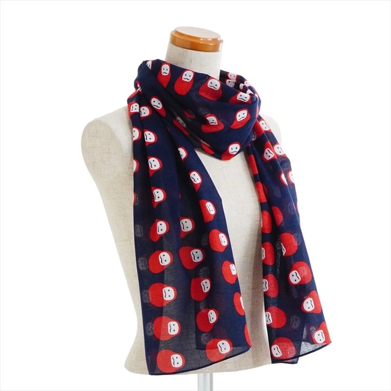 ガーゼ180cm 「だるま」（ネイビー/レッド）