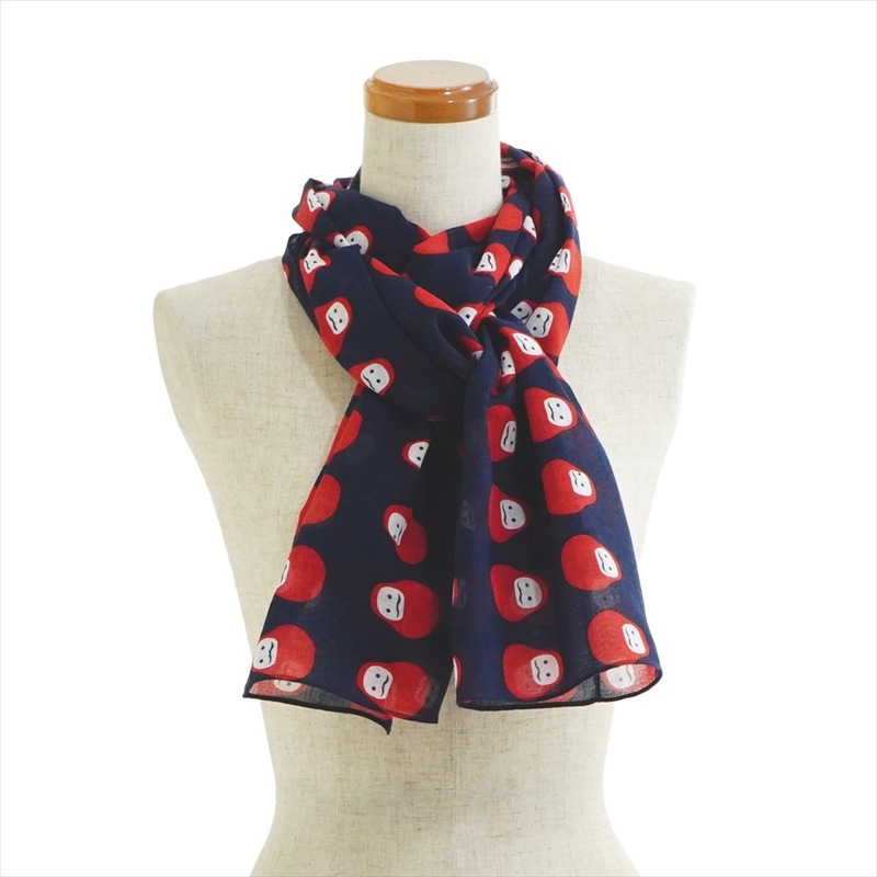 ガーゼ180cm 「だるま」（ネイビー/レッド）