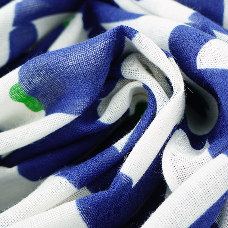 ガーゼ90cm「雨靴とカエル」（オフホワイト/ネイビー）