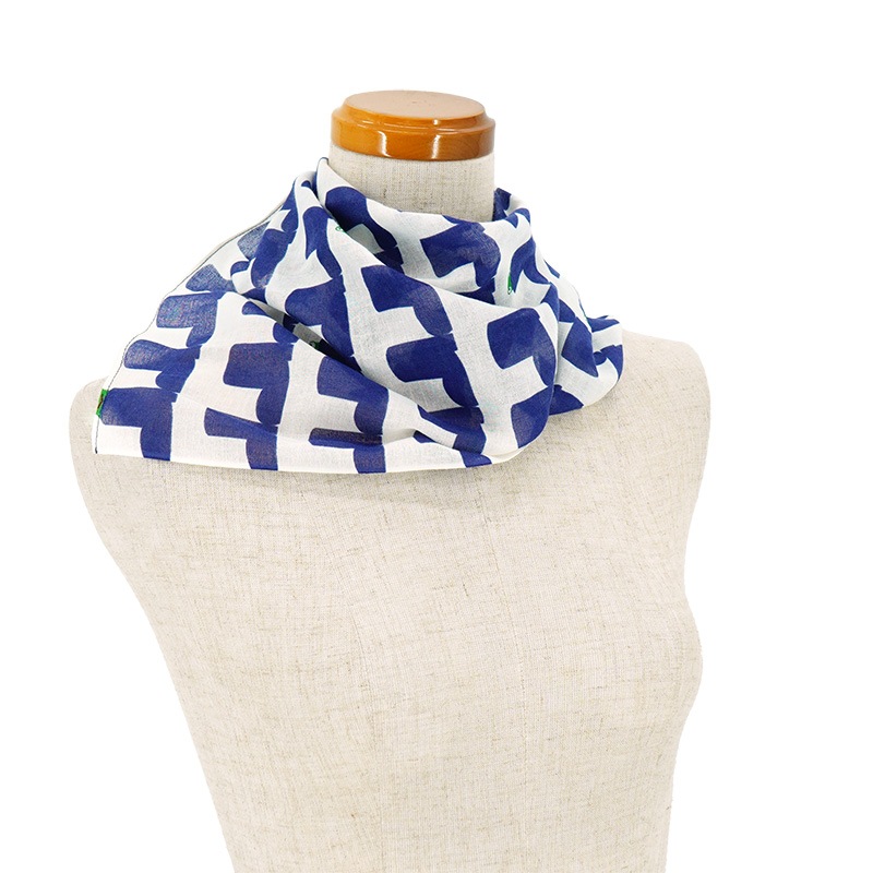 ガーゼ90cm「雨靴とカエル」（オフホワイト/ネイビー）