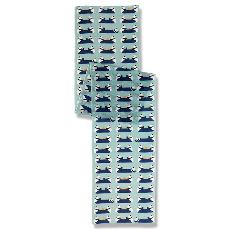 ガーゼ180㎝ 「こたつパンダ」(グリーン/ブルー)