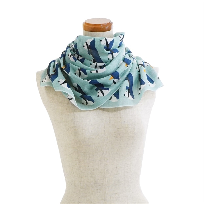 ガーゼ180㎝ 「こたつパンダ」(グリーン/ブルー)