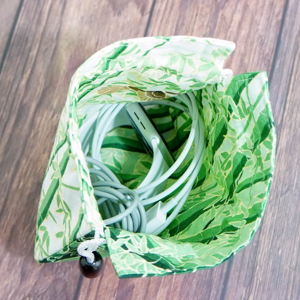 リバーシブル手ぬぐい巾着「大名行列」