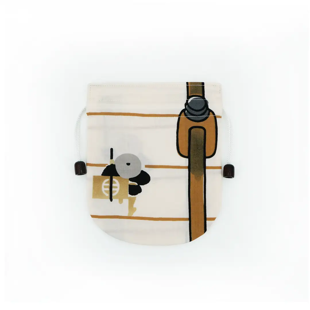 リバーシブル手ぬぐい巾着「大名行列」