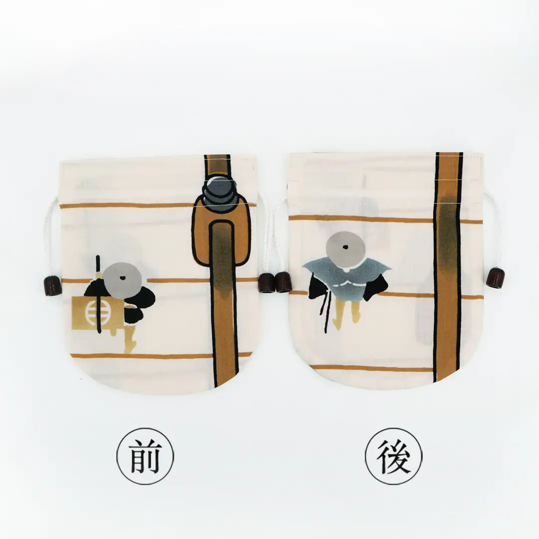 リバーシブル手ぬぐい巾着「大名行列」