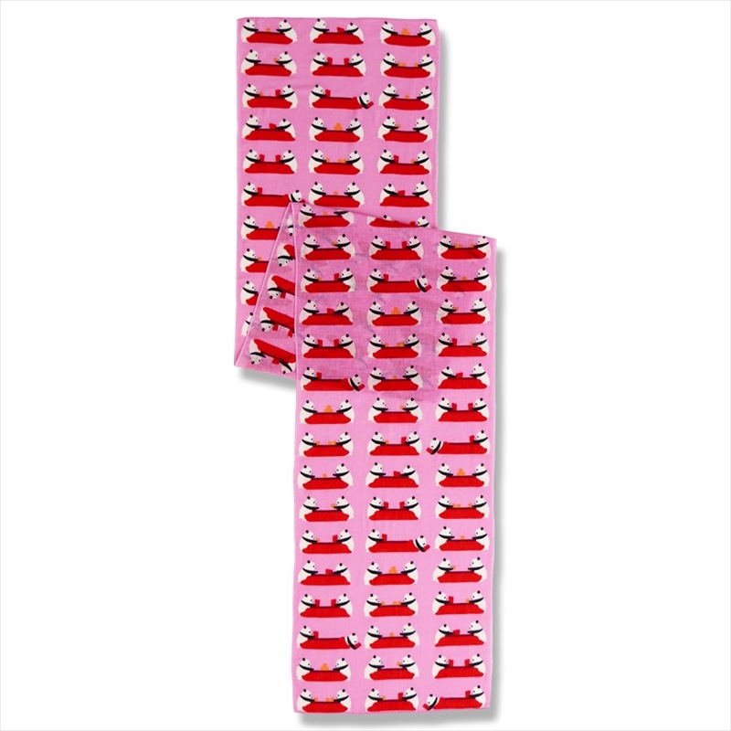 ガーゼ180㎝ 「こたつパンダ」(ピンク/レッド)