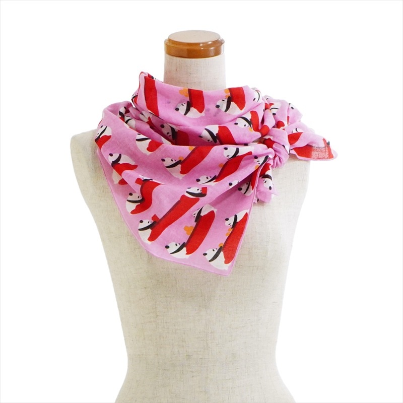 ガーゼ180㎝ 「こたつパンダ」(ピンク/レッド)