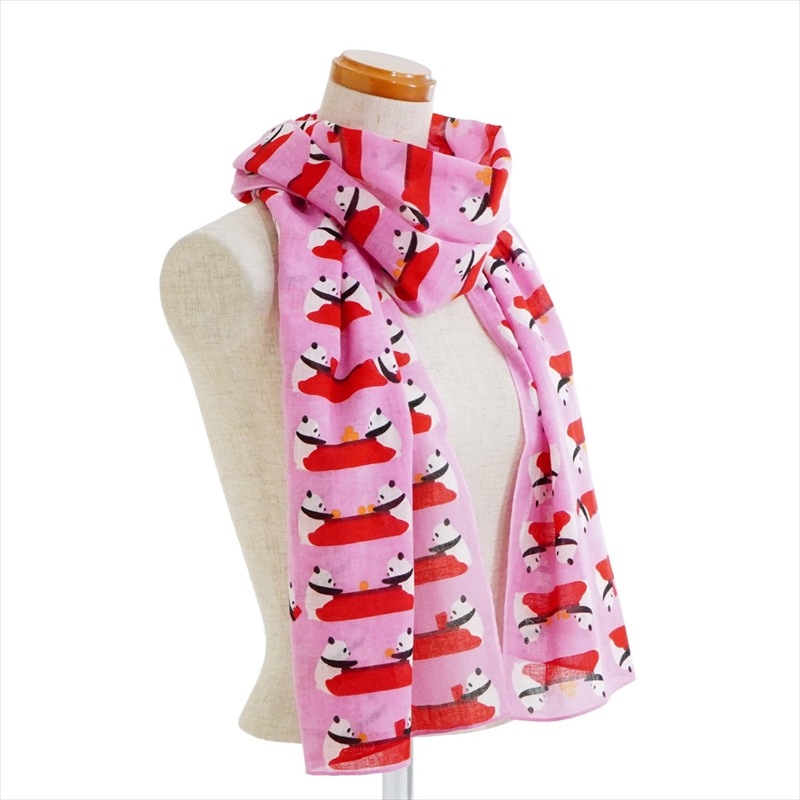 ガーゼ180㎝ 「こたつパンダ」(ピンク/レッド)