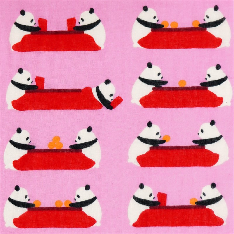 ガーゼ180㎝ 「こたつパンダ」(ピンク/レッド)