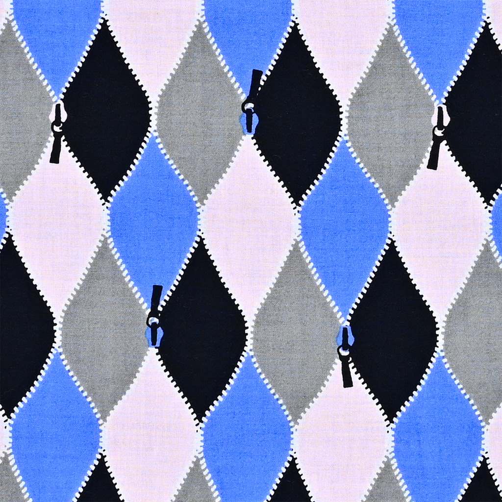 手ぬぐい総柄120㎝「ファスナー」（ブルー）