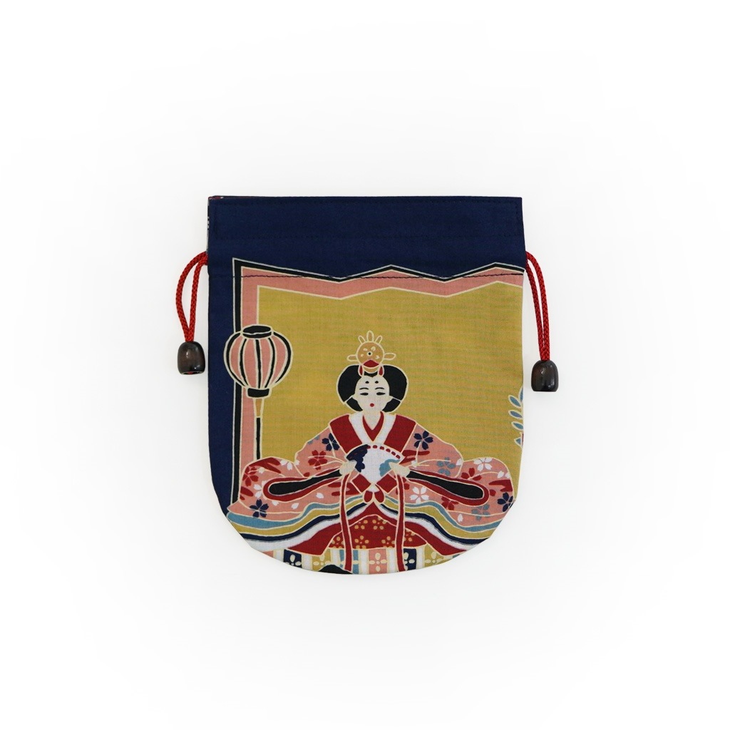 リバーシブル手ぬぐい巾着 「雛祭り」