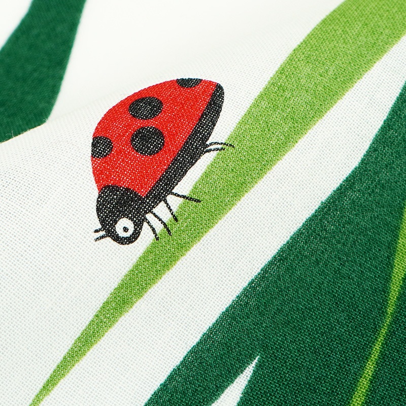 手ぬぐい総柄90cm「ナナホシテントウ」(イエローグリーン/レッド)