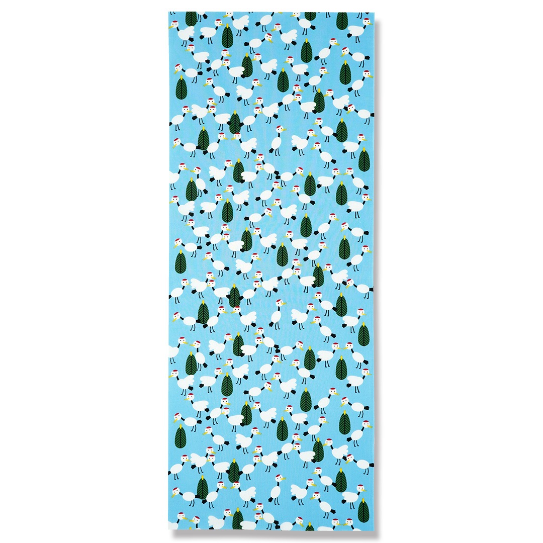 手ぬぐい総柄90cm「鶴と松」（ブルー／レッド）