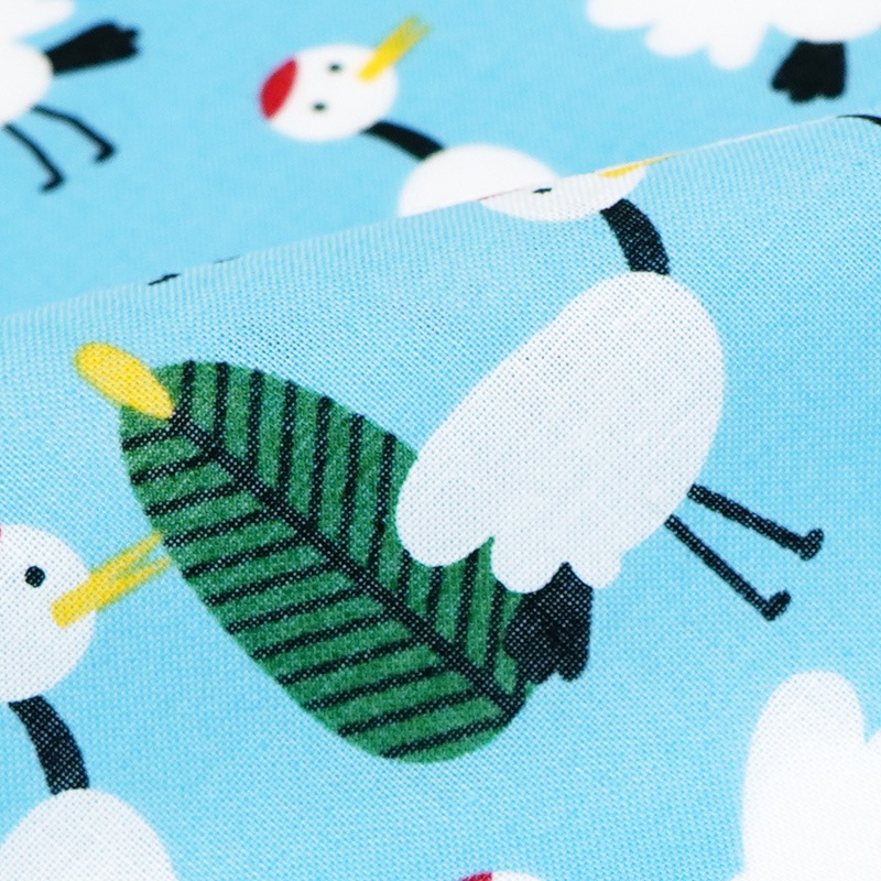 手ぬぐい総柄90cm「鶴と松」（ブルー／レッド）