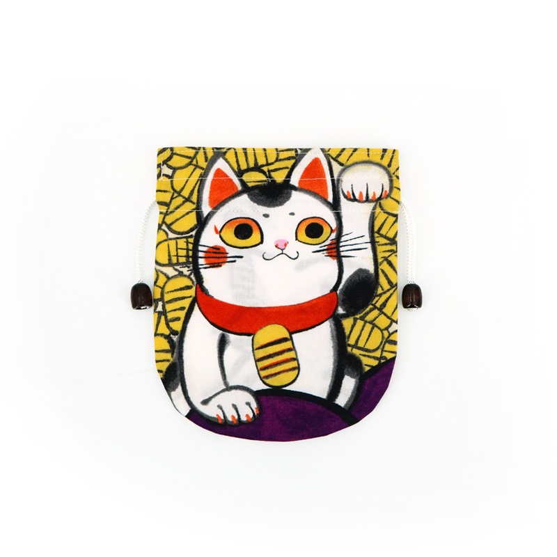 リバーシブル手ぬぐい巾着 「おいでおいで」