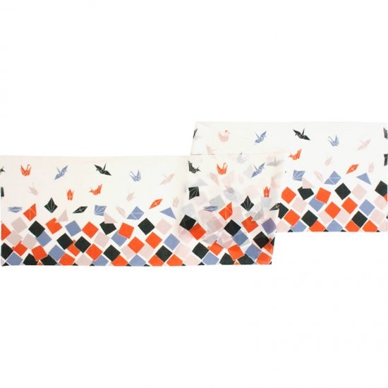 ガーゼ180㎝ 「折り鶴」（オフ/ブラック）