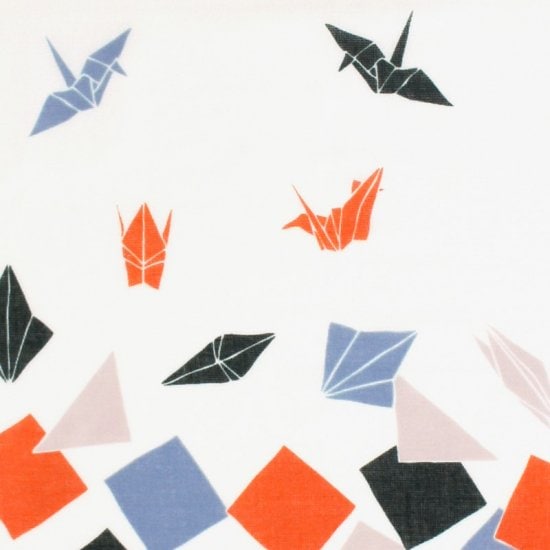 ガーゼ180㎝ 「折り鶴」（オフ/ブラック）