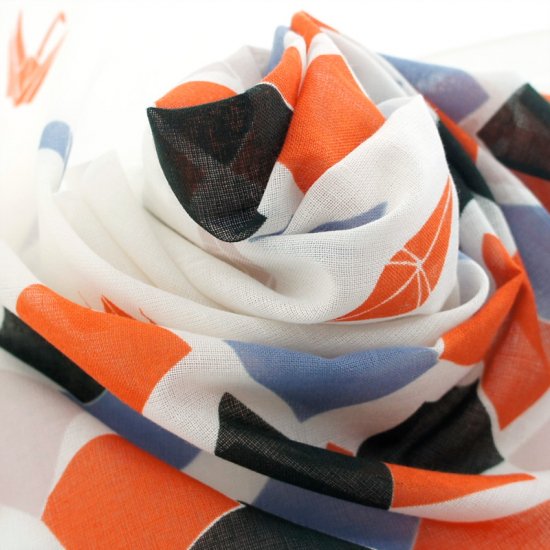 ガーゼ180㎝ 「折り鶴」（オフ/ブラック）