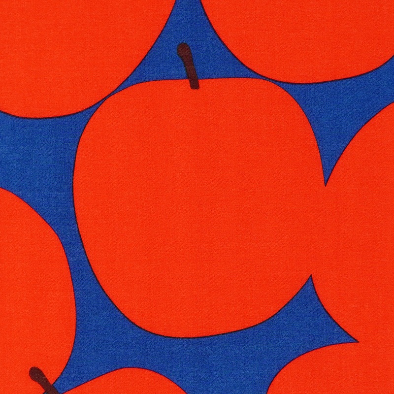 手ぬぐい総柄90㎝「ビッグアップル」(ブルー/レッド)