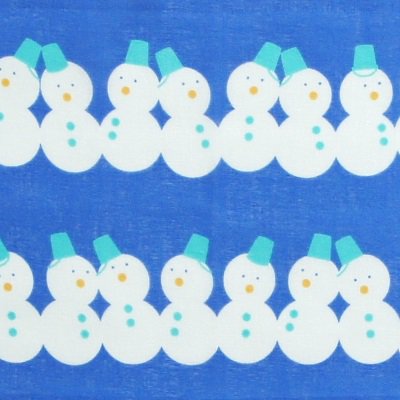ガーゼ180㎝ 「雪だるま」（ブルー/ライトブルー）