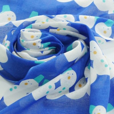 ガーゼ180㎝ 「雪だるま」（ブルー/ライトブルー）