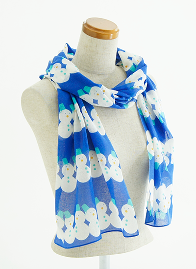 ガーゼ180㎝ 「雪だるま」（ブルー/ライトブルー）