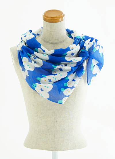 ガーゼ180㎝ 「雪だるま」（ブルー/ライトブルー）