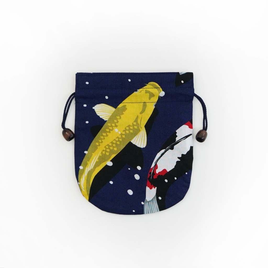 リバーシブル手ぬぐい巾着 「錦鯉」