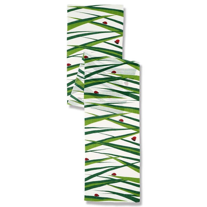 ガーゼ180cm「ナナホシテントウ」（イエローグリーン/レッド）