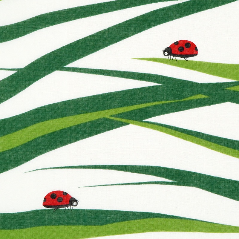 ガーゼ180cm「ナナホシテントウ」（イエローグリーン/レッド）