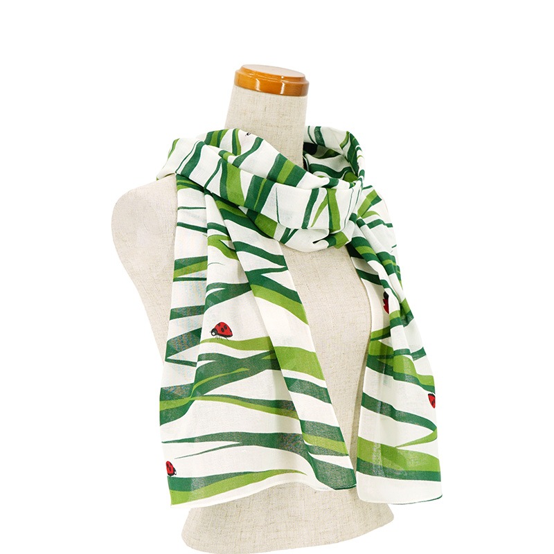 ガーゼ180cm「ナナホシテントウ」（イエローグリーン/レッド）