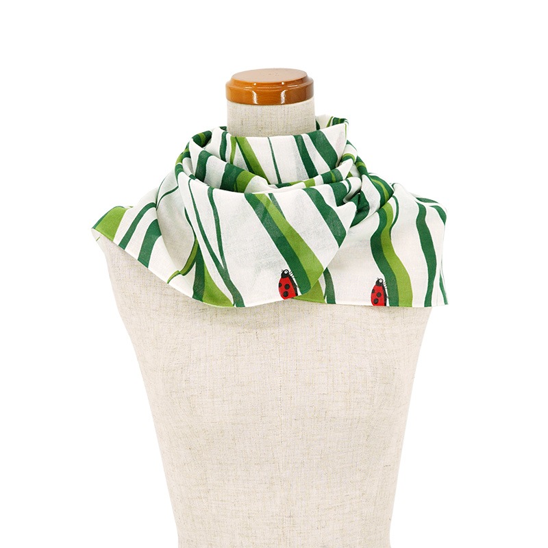 ガーゼ180cm「ナナホシテントウ」（イエローグリーン/レッド）