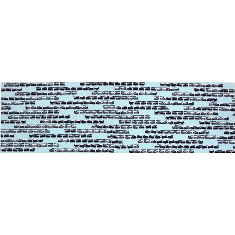 手ぬぐい総柄120㎝「汽車」（ブルー）