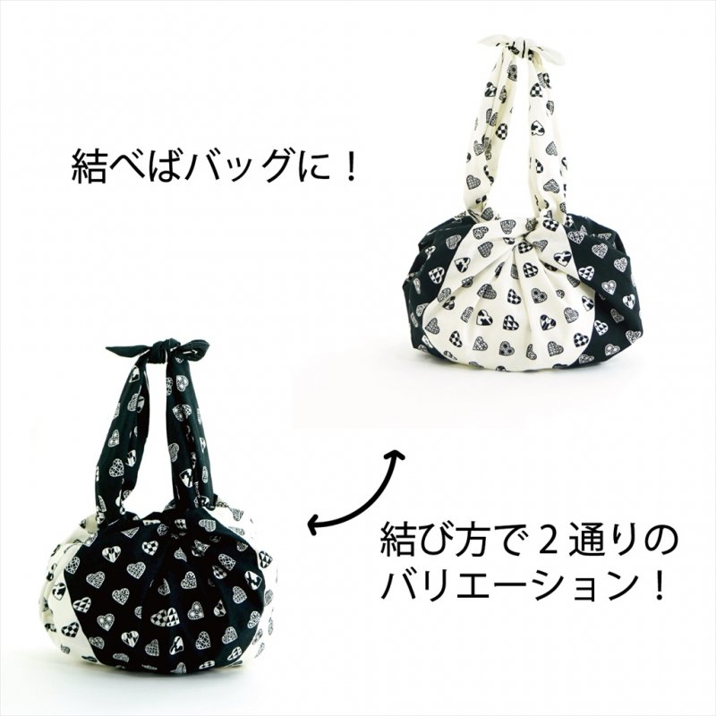 大風呂敷 「ラブリ紋市松」（ブラック）