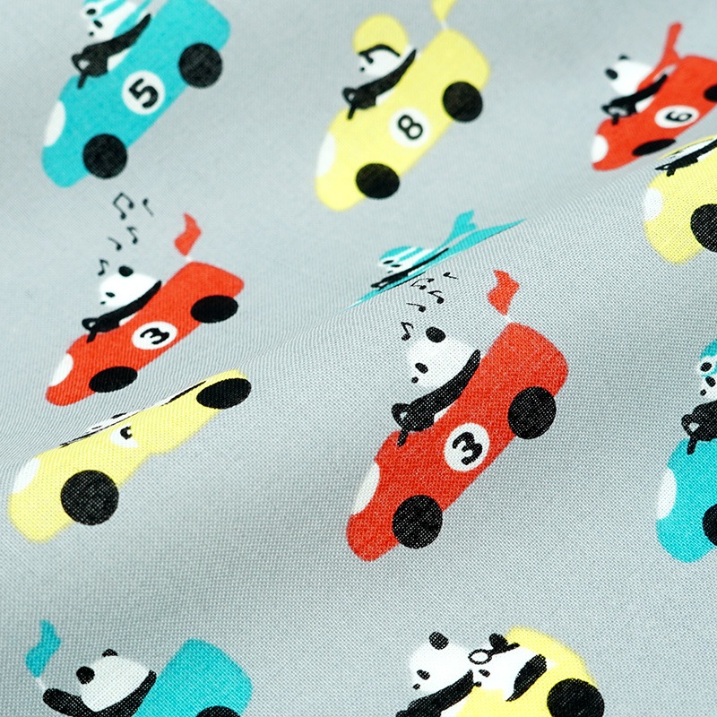 手ぬぐい総柄90cm「パンダレース」（グレー/グリーン）