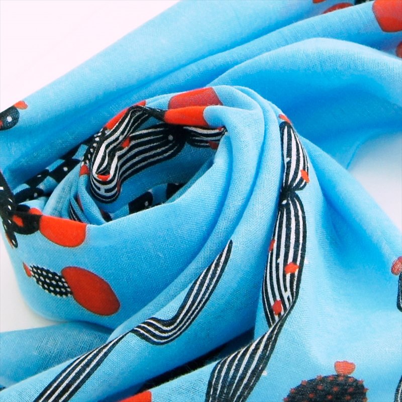 ガーゼ180㎝ 「サボテン」（ブルー/オレンジ）