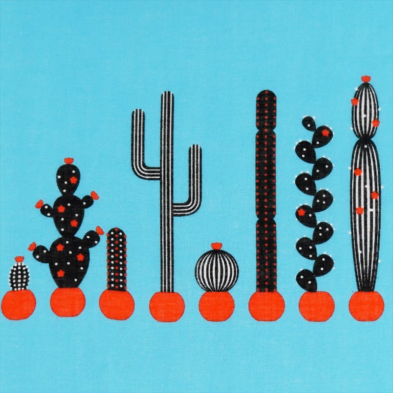 ガーゼ180㎝ 「サボテン」（ブルー/オレンジ）