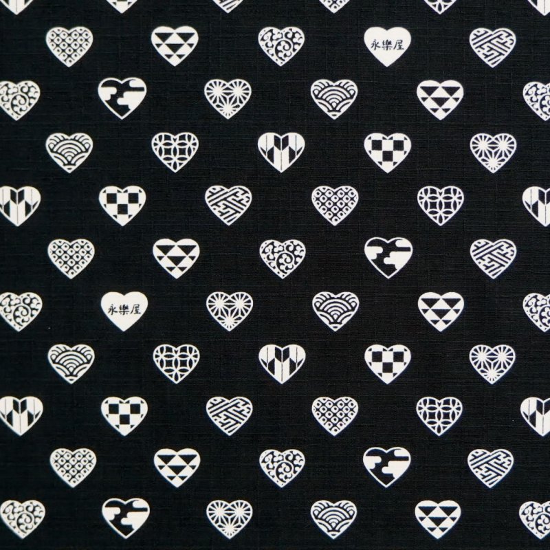 大風呂敷 「ラブリ紋」（ブラック/ホワイト）
