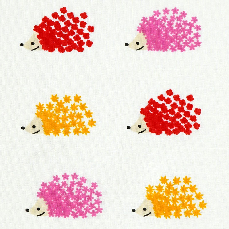 手ぬぐい総柄90cm「ハリネズミ」（レッド）