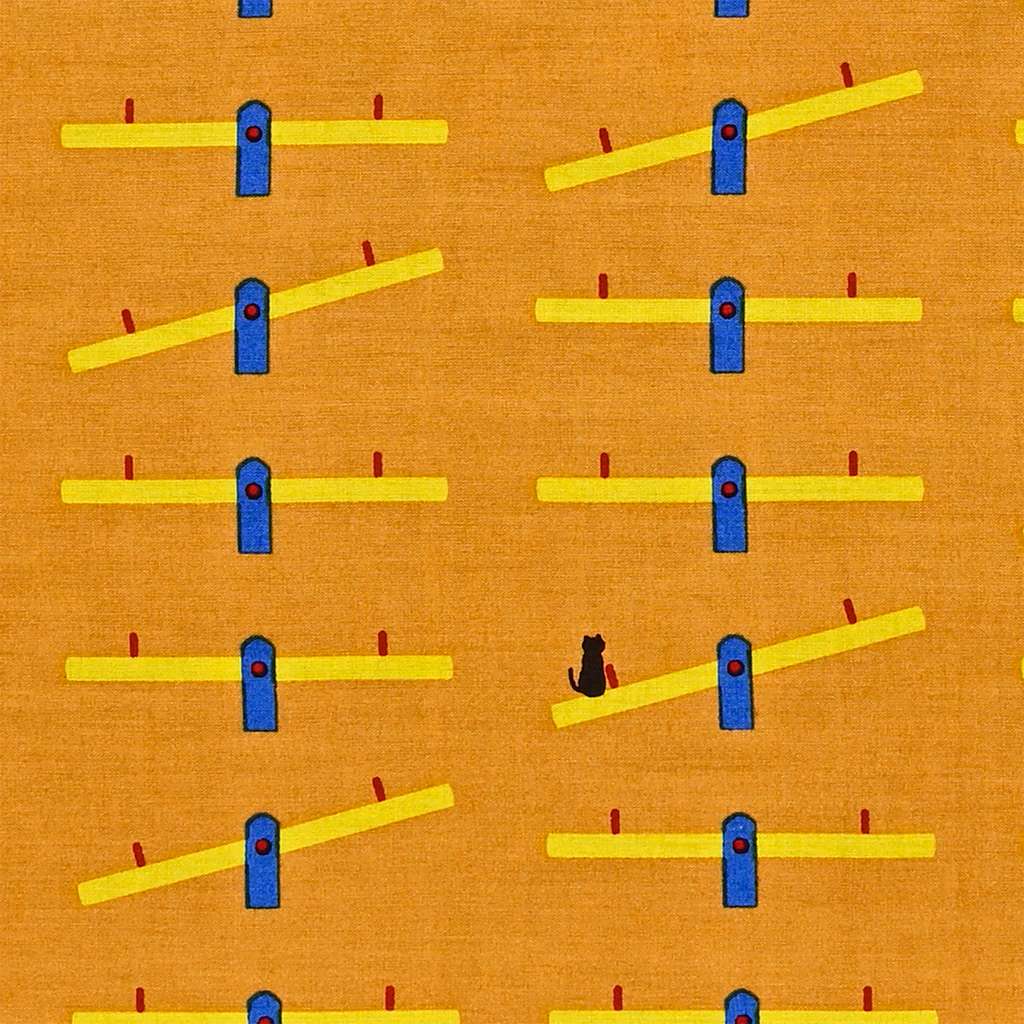 手ぬぐい総柄120cm「シーソー」（オレンジ/イエロー）