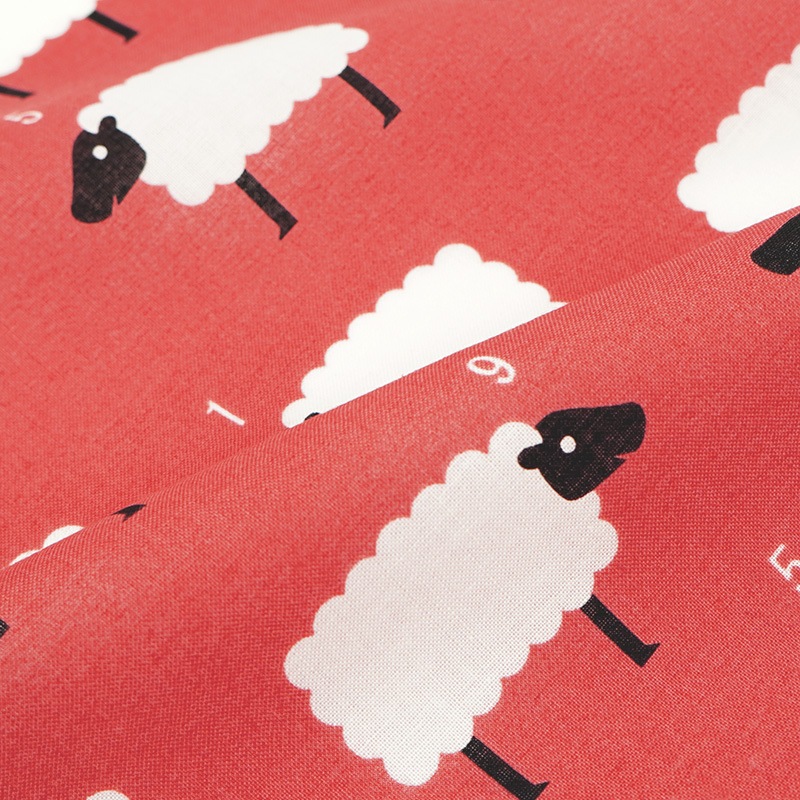 手ぬぐい総柄90cm「ひつじ」（ピンク/ブラック）