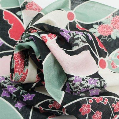 ガーゼ120㎝  「花七宝」（ブラック）