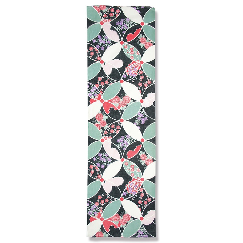 ガーゼ120㎝  「花七宝」（ブラック）