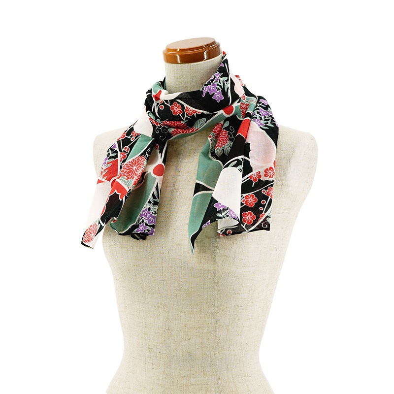 ガーゼ120㎝  「花七宝」（ブラック）