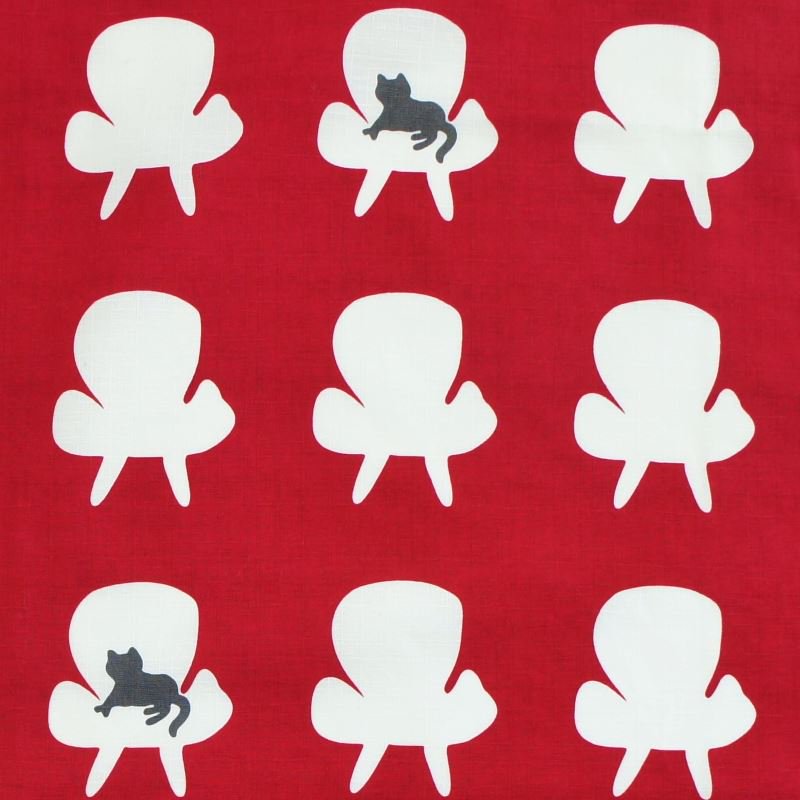 大風呂敷 「ソファと猫」(レッド/グレー）