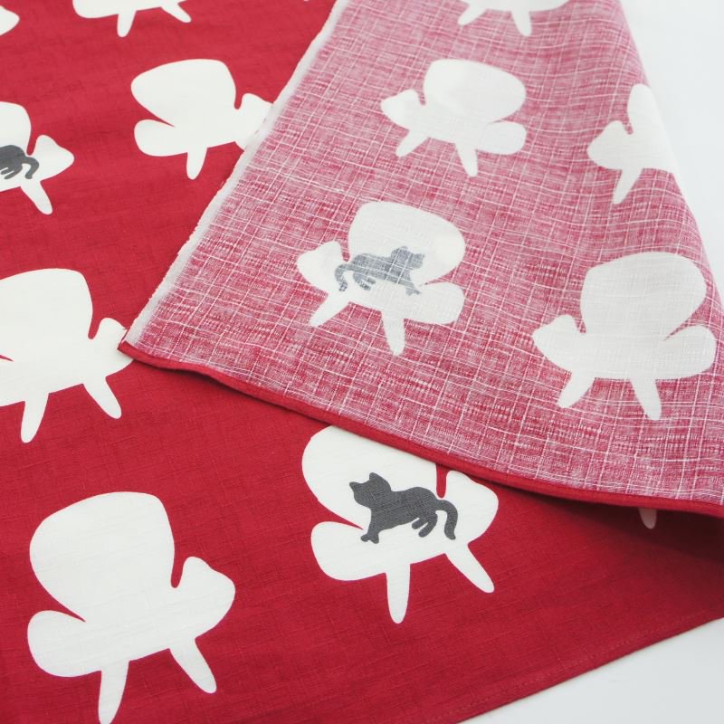 大風呂敷 「ソファと猫」(レッド/グレー）