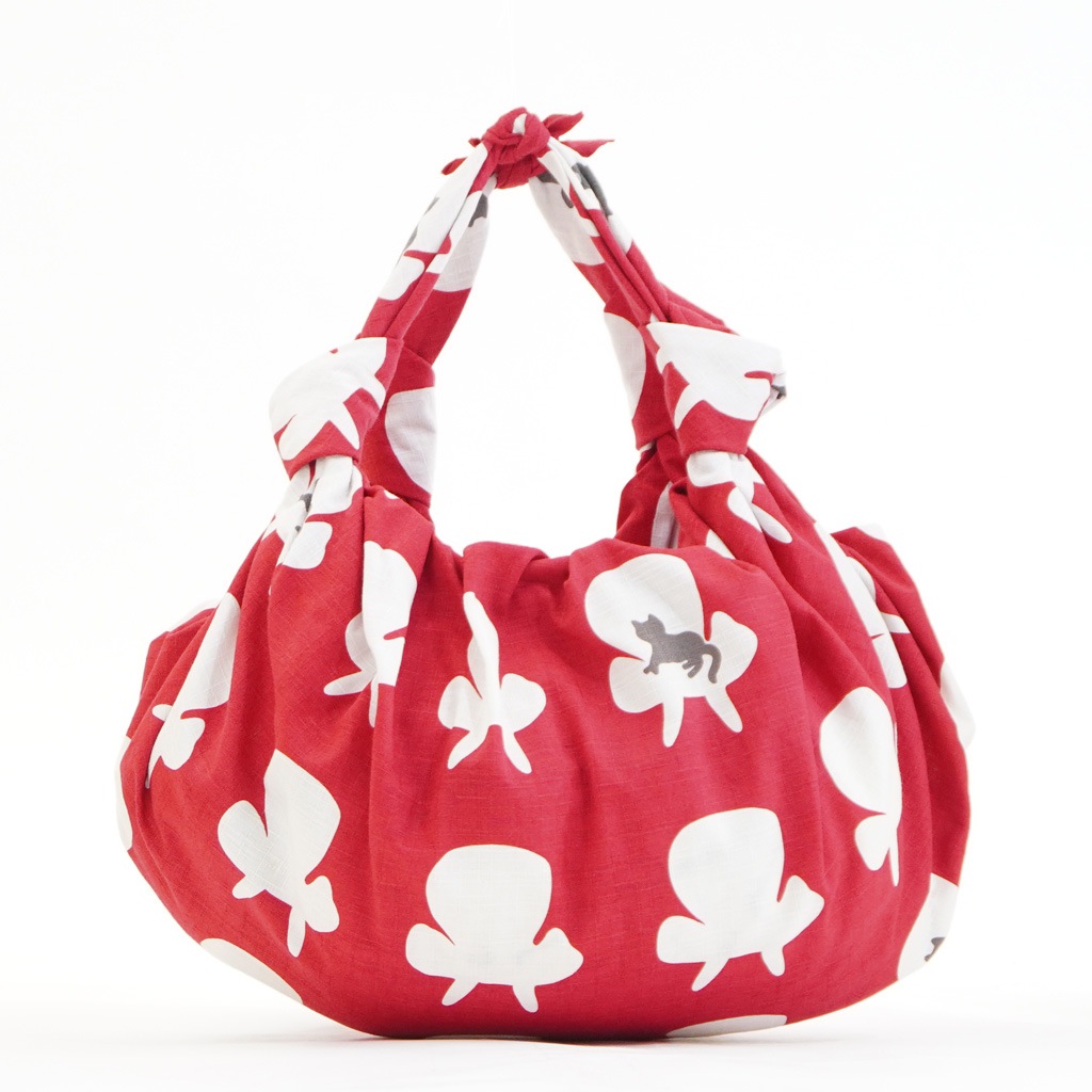 大風呂敷 「ソファと猫」(レッド/グレー）