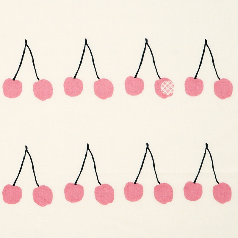 ハンカチ「さくらんぼ」(グレー/ピンク) | てはん・ハンカチ | 永楽屋