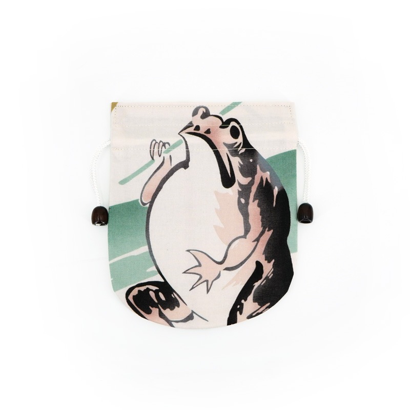 リバーシブル手ぬぐい巾着 「蛙」