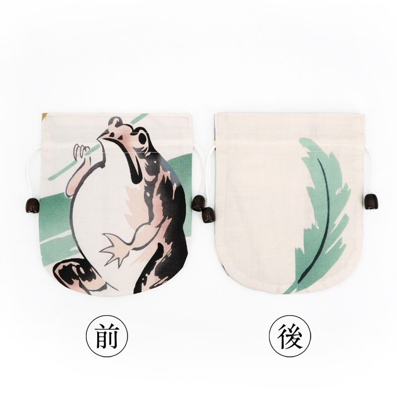 リバーシブル手ぬぐい巾着 「蛙」